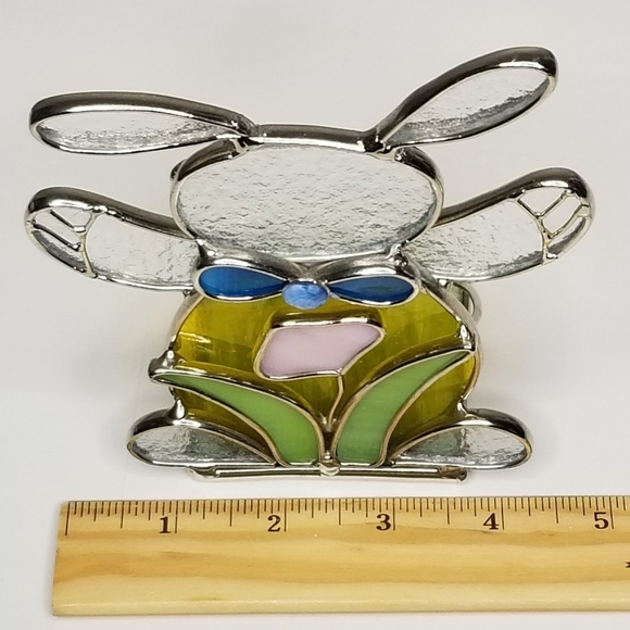 Stained Glass Rabbit Tea Light Candle Holder Decorative Glass Bunny - Picture 8 of 10